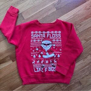 LAT Apparel Red Youth Small “Santa Floss Like a Boss” Ugly Christmas Sweater